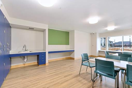 Modern community space at Bridge Meadows Redmond Apartments, Oregon, 97756