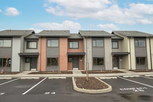 Parking lot at Bridge Meadows Redmond Apartments, Redmond, OR