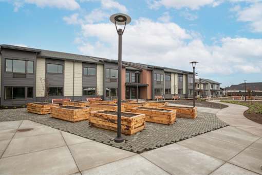 Central courtyard at Bridge Meadows Redmond Apartments, Redmond, 97756