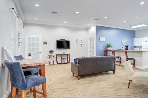Living Room with Grey Couch at PALMETTO RIDGE Apartments, Florida