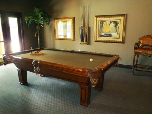 San Marco game room with pool table at San Marco Apartments, Ormond Beach, 32174