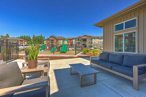 Outdoor lounge at South Hill by Vintage, Puyallup, WA