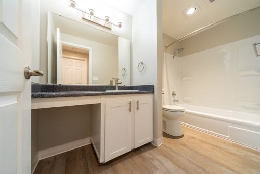 Bathroom sink vanity and shower