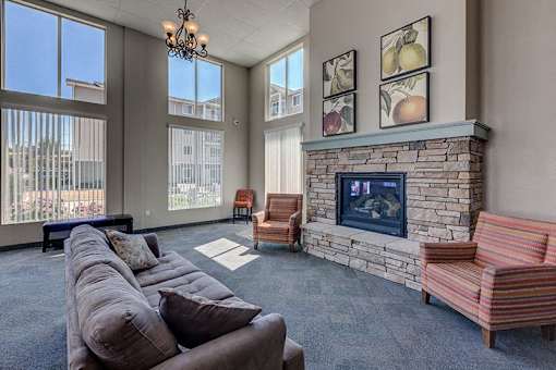 Clubhouse Fireplace at VINTAGE AT TACOMA, Tacoma, Washington