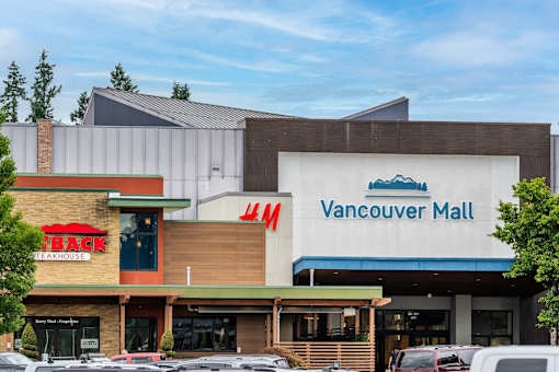 The Vancouver Mall is a large, modern building with a variety of stores.at Vancouver Mall Apartments, Vancouver, 98662