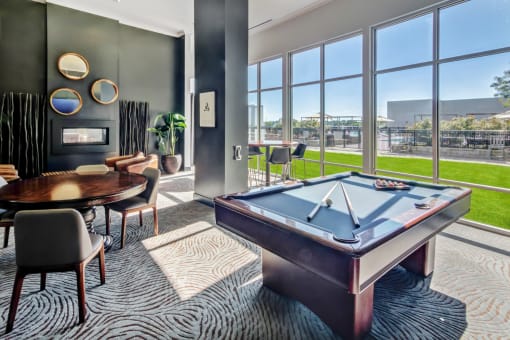resident lounge with billiards pool table