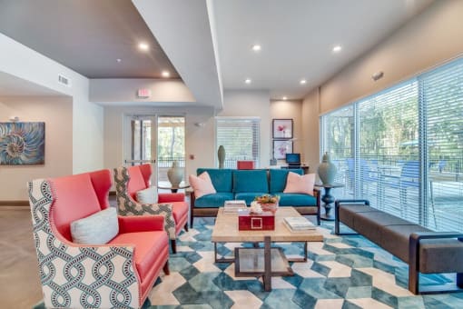 Pet-Friendly Apartments in Tallahassee, FL - Apalachee Point - Community Clubhouse with large windows
