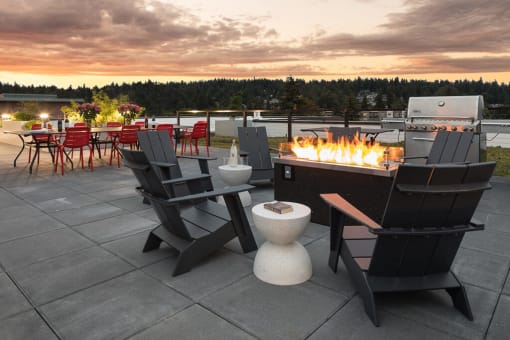 rooftop deck, fire pit