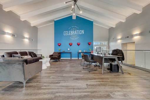 Sandy Springs, GA Apartments – Celebration at Sandy Springs - inside leasing office with seating