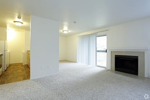 living room with fire place