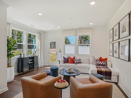 Spacious open-concept living room at The Maple townhomes in Raleigh NC