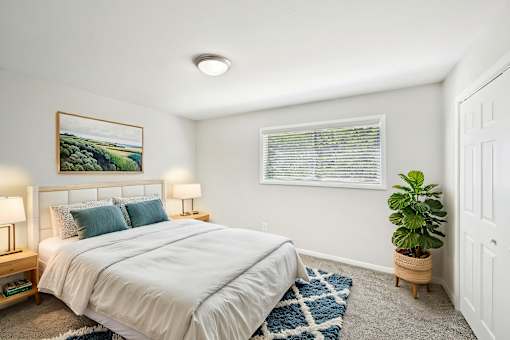 Spacious bedroom in two bedroom apartment at Amber Grove Apartments in Marietta GA