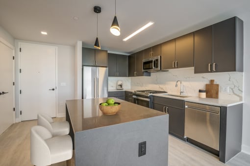 3thirty3 new rochelle ny apartment high rise photo of kitchen with modern furnishings