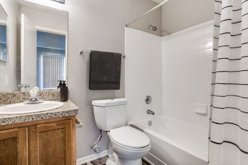 Monarch Pass Apartments in Fort Worth, TX photo of bathroom with lots of lighting
