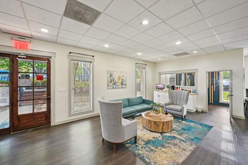 Resident lounge at Amber Grove Apartments in Marietta GA with community seating and decor