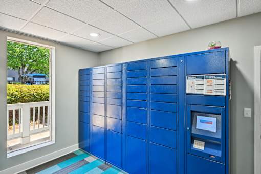 Secure package locker system for residents at Amber Grove Apartments in Marietta GA