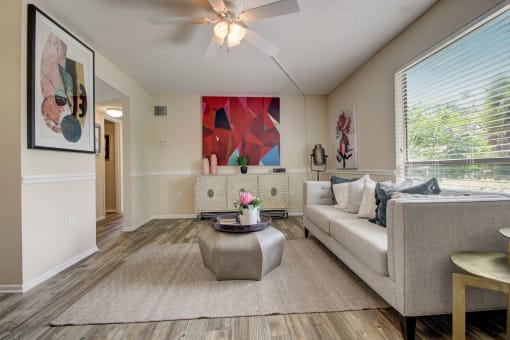 Derby Park Apartments in Daytona Beach, FL photo of a living room with a couch and a coffee table