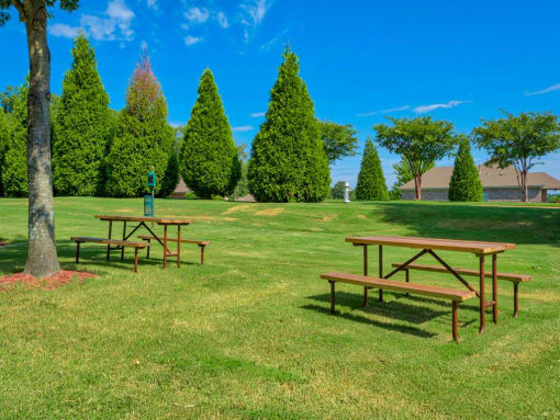 2 & 3-Bedroom Apartments for Rent in Little Rock, AR – Capitol Hill – Outside area with park tables and plenty of grass space