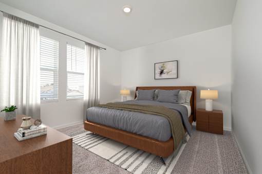 Pet Friendly Homes in Ruskin, FL - Ruskin Reserve - Upstairs Bedroom with plush carpeting and large windows