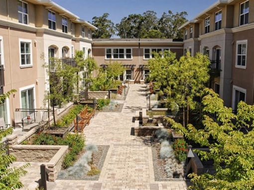 Courtyard Gardens featuring Fountains and Seating Areas