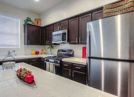 updated kitchen with stainless steel appliances
