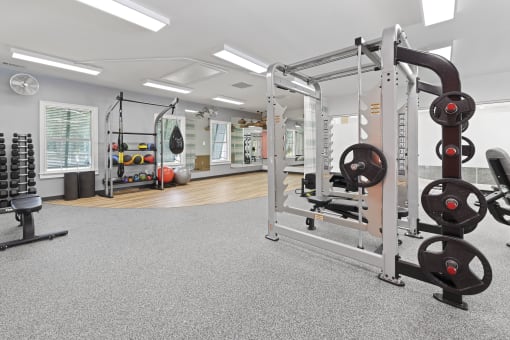 Savannah, GA Apartments – The Palms at Chatham– fitness center with strengthen equipment