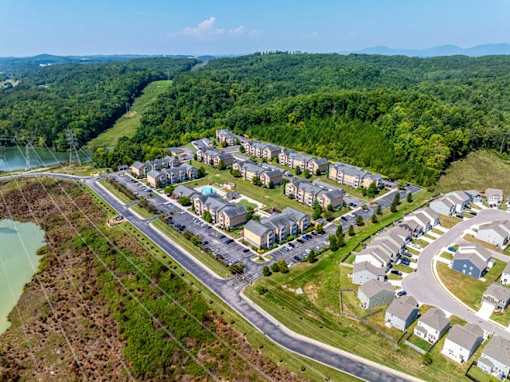 Pet-Friendly Apartments in Oak Ridge, TN – Centennial Village – an aerial view of a neighborhood
