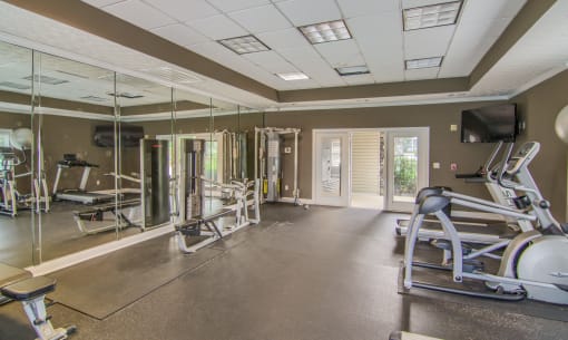 our fitness center is equipped with a treadmill and elliptical machines