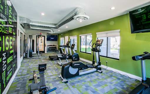 Fitness center with cardio and strength equipment at Haven at Lone Mountain in Las Vegas
