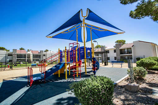 Colorful playground at the pet-friendly Haven at Lone Mountain apartment community in northwest Las Vegas