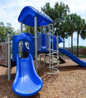 Horizons North Apartments near Carver Ranches, West Park, Florida photo of a blue playground with a slide and monkey bars