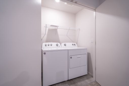 a washer and dryer in a laundry room