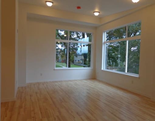 large windows in apartment