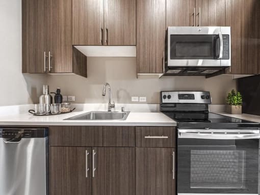 updated kitchen with stainless steel appliances