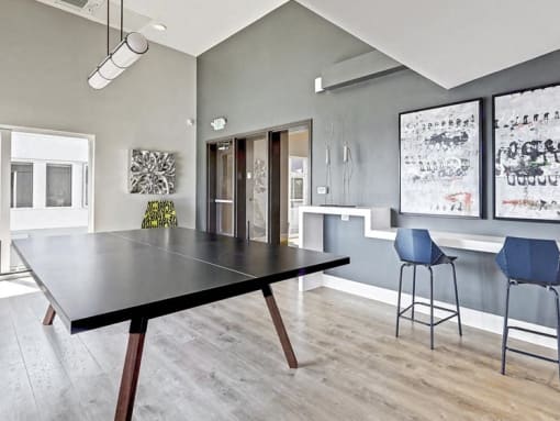 ping pong table in clubhouse
