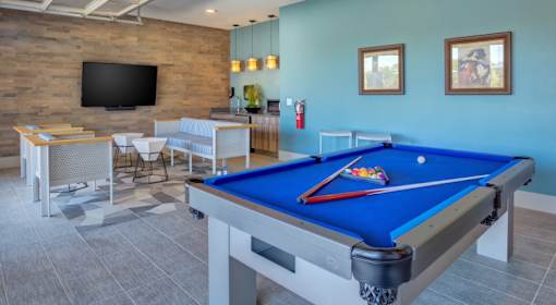 Clubhouse with billiards at pet-friendly apartments in Georgetown TX near downtown Georgetown