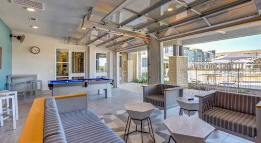 Indoor-outdoor clubhouse at luxury apartments near Austin in Georgetown TX