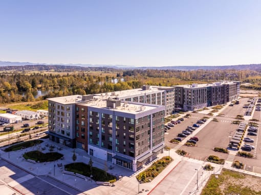 a development of new apartment buildings in a city