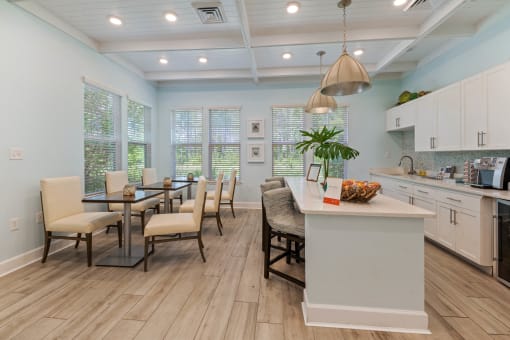 Fully-equipped clubhouse kitchen area for resident events at The Sanctuary at 331