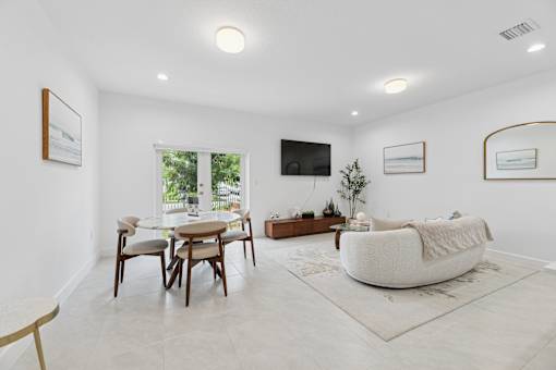 open concept living and dining area in 3 bedroom home for rent Pompano Beach FL