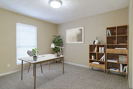 Spacious bedroom with ample natural light in a pet-friendly apartment at Stratford Ridge Apartments in Marietta, GA.