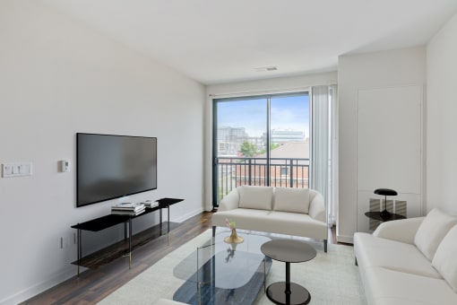 living room with balcony