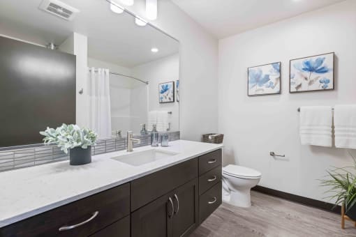 bathrooms are spacious and feature modern finishes