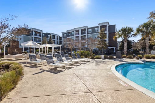 Sage at 1240 apartments in Mount Pleasant South Carolina photo of sundeck by pool