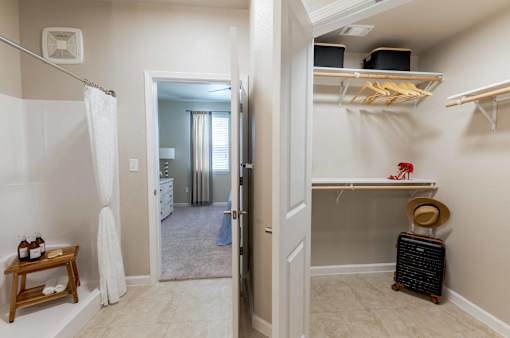 Bathroom with a spacious walk-in closet at The Sanctuary at 331 in Santa Rosa Beach, FL