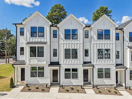 Front exterior view of The Maple, brand new pet-friendly 3-bedroom townhomes for rent in Raleigh NC