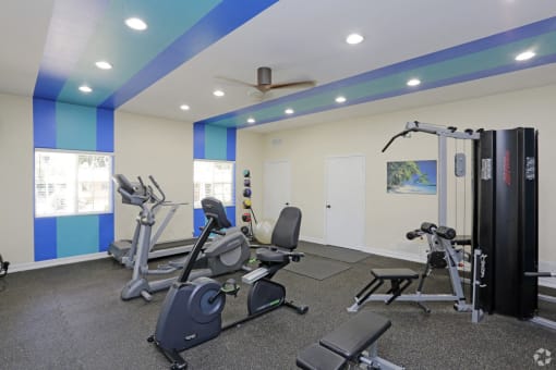 Apartments in Carlsbad CA - The Village Apartments Fully Equipped Fitness Center with Ceiling Fan, Elliptical, and Much More