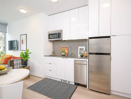 Kitchen with white cabinets