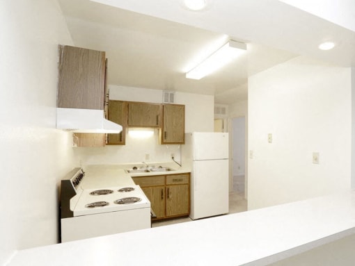 Kitchen with Breakfast Bar in Apartment