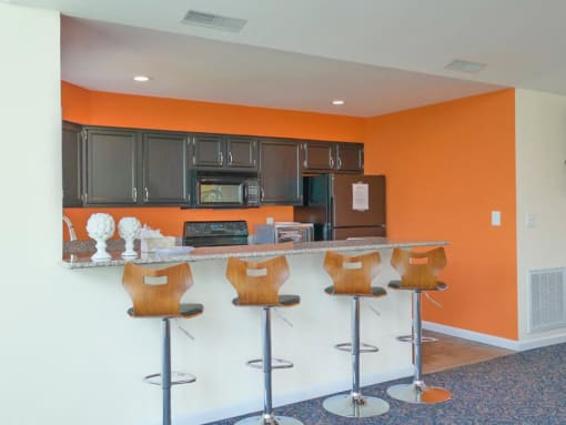 clubhouse kitchen at West Carrollton Apartments